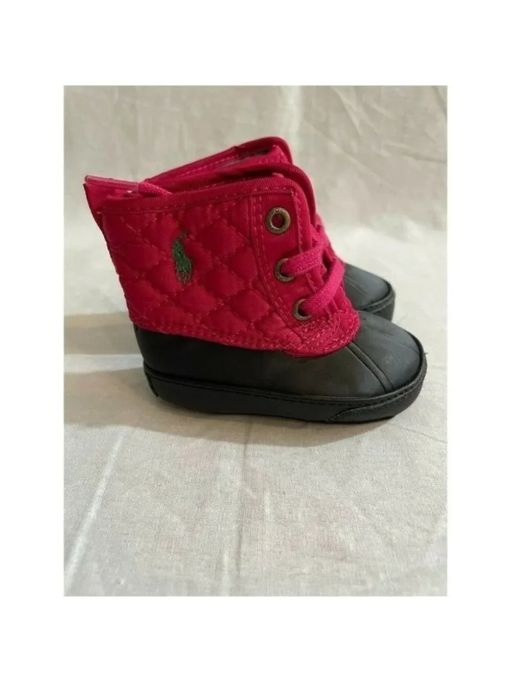 Polo Ralph Lauren Baby Girl's Shoes Lace-Up Canvas Boots Fucsia Black Size 1